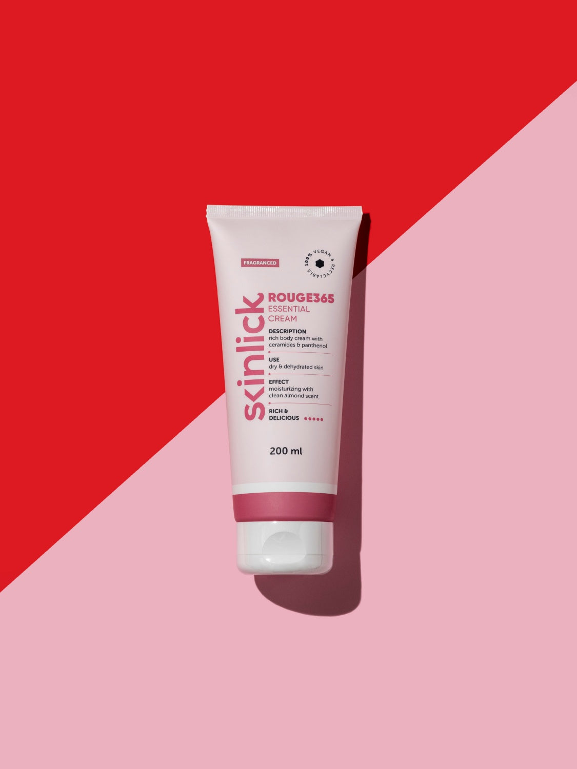 Skinlick Rouge365 Bogata krema za suhu kožu tijela s mirisom pudera i badema