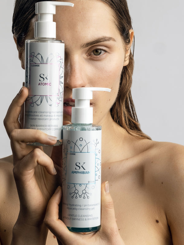 Skintegra Atomic uljni čistač za skidanje šminke i Skintegra Amphibian blagi gel za čišćenje lica